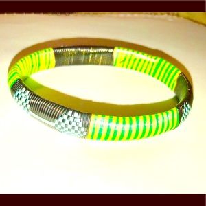 Green & Black Large Woven African Bangle